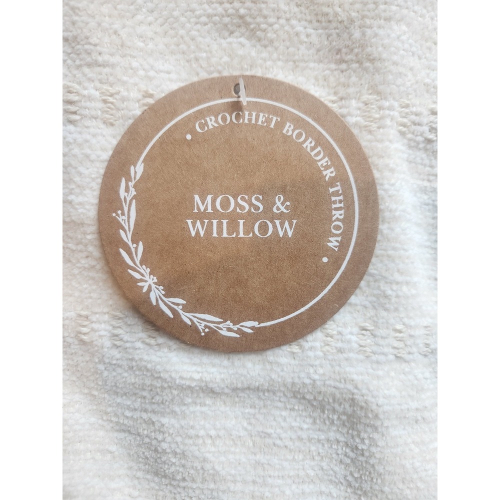 Shabby Chic Moss &‎ Willow Crochet Decorative Throw Blanket Blue White 50"x60" - Picture 3 of 5